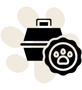 Paw print with typewriter and seal.